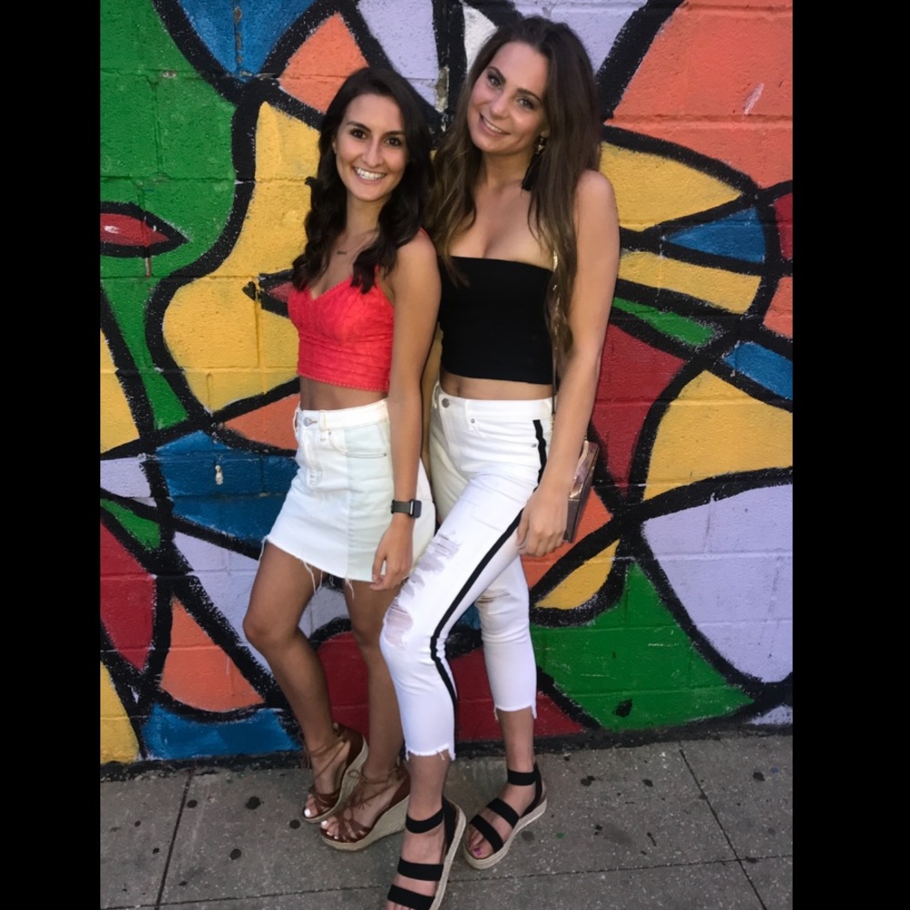 Express White Jeans with Stripe